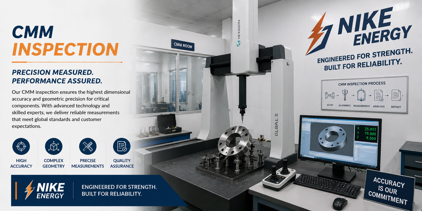 CMM dimensional inspection of engineering components