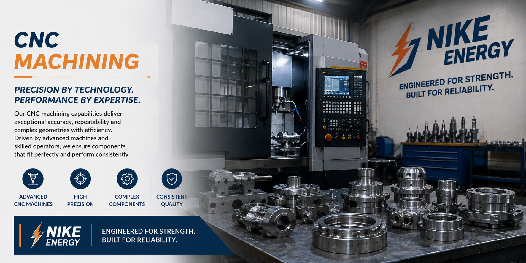 CNC machining process for industrial components