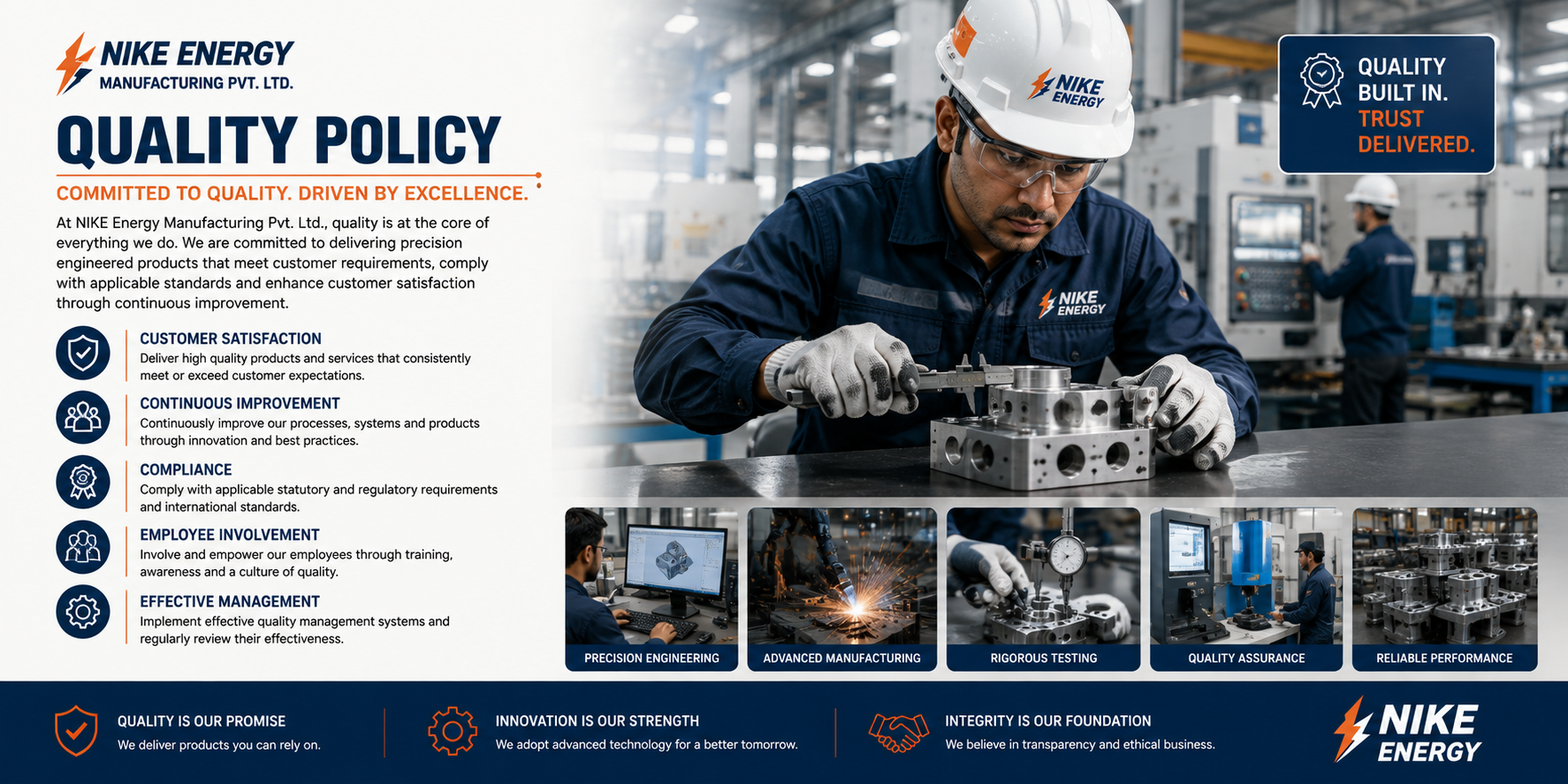 Quality policy and manufacturing standards at Nike Energy