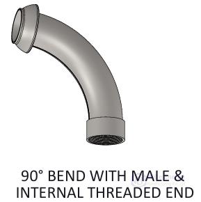 PERROT TYPE 90° BEND WITH MALE & OTHER ITEMS ( GALVANIZED )