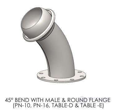 MILLER TYPE 45° BEND WITH MALE & FLANGE ( GALVANIZED )