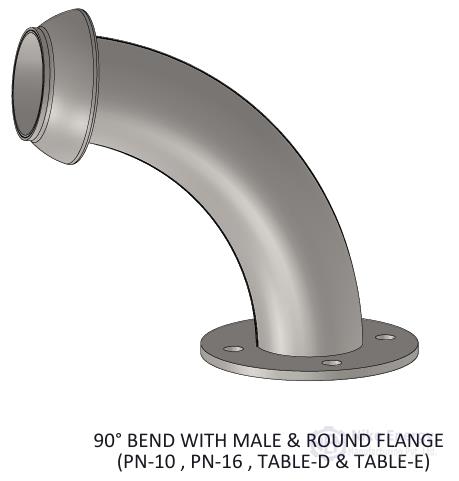 PERROT TYPE 90° BEND WITH MALE & FLANGE ( GALVANIZED )