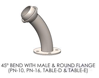 ITALIAN TYPE 45° BEND WITH MALE & FLANGE ( GALVANIZED )