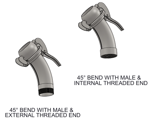 BAUER TYPE 45° BEND WITH MALE & OTHER ITEMS ( GALVANIZED )