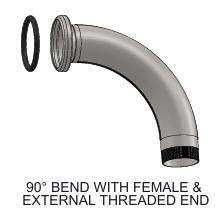 BAUER TYPE 90° BEND WITH FEMALE & OTHER ITEMS ( GALVANIZED )