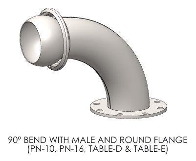 MILLER TYPE 90° BEND WITH MALE & FLANGE ( GALVANIZED )
