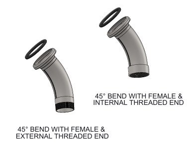 BAUER TYPE 45° BEND WITH FEMALE & OTHER ITEMS ( GALVANIZED )