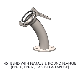 ITALIAN TYPE 45° BEND WITH FEMALE & FLANGE ( GALVANIZED )