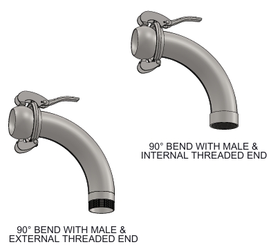 BAUER TYPE 90° BEND WITH MALE & OTHER ITEMS ( GALVANIZED )