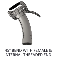 PERROT TYPE 45° BEND WITH FEMALE & OTHER ITEMS ( GALVANIZED )