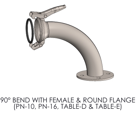 ITALIAN TYPE 90° BEND WITH FEMALE & FLANGE ( GALVANIZED )