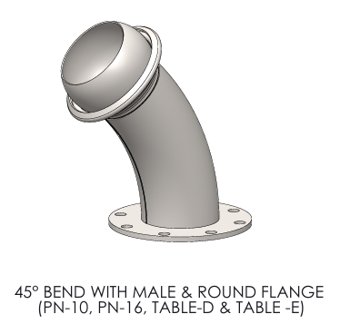 MILLER TYPE 45° BEND WITH MALE & FLANGE ( GALVANIZED )