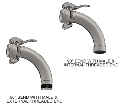 BAUER TYPE 90° BEND WITH MALE & OTHER ITEMS ( GALVANIZED )
