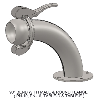 BAUER TYPE 90° BEND WITH MALE & FLANGE ( GALVANIZED )