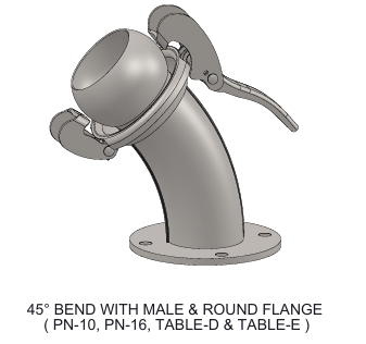 BAUER TYPE 45° BEND WITH MALE & FLANGE ( GALVANIZED )