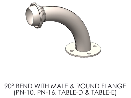 ITALIAN TYPE 90° BEND WITH MALE & FLANGE ( GALVANIZED )
