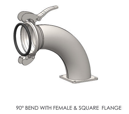MILLER TYPE 90° BEND WITH FEMALE & FLANGE ( GALVANIZED )